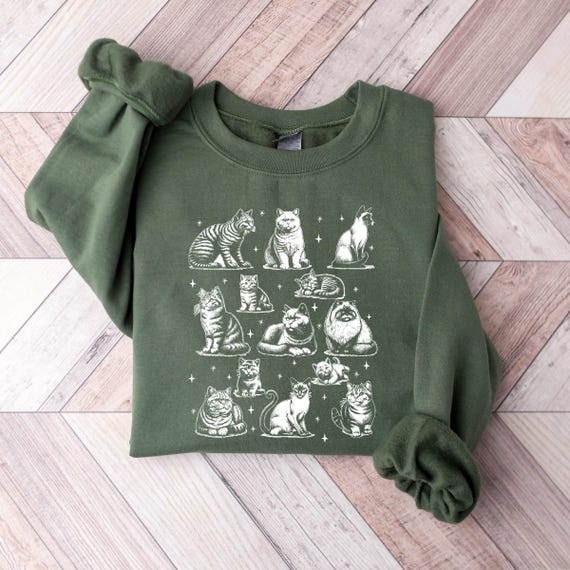 Retro Cat Sweatshirt, 90s Cat Shirt, Cat Lover Shirt, Cat Mom Shirt, Cat Graphic Tee, Cat Lover Gift, Trendy Cat Shirt,Cat Mom Birthday Gift