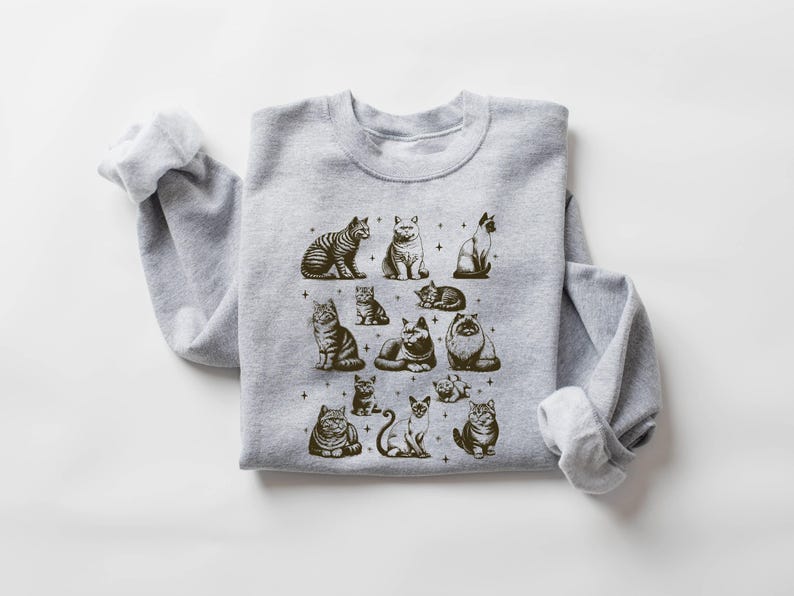 Retro Cat Sweatshirt, 90s Cat Shirt, Cat Lover Shirt, Cat Mom Shirt, Cat Graphic Tee, Cat Lover Gift, Trendy Cat Shirt,Cat Mom Birthday Gift image 6