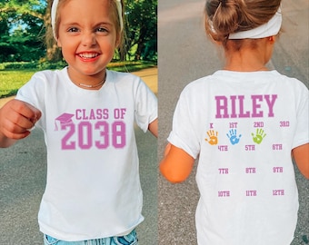 Class Of 2038 Handprint Shirt, 2039 Graduation Shirt, First Day of School Shirt, Grow With Me Shirt, Photo Day Shirt, Kinder Through 12th