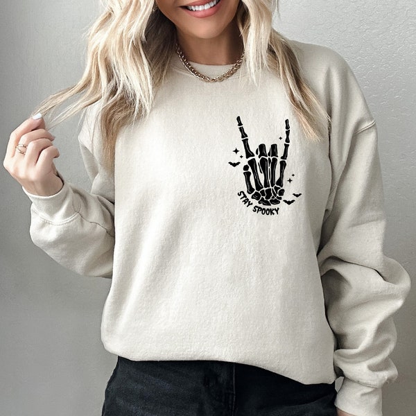 Stay Spooky Sweatshirt, Skeleton Hands Shirt, Skull Halloween Sweatshirt, Scream Sweatshirt, Horror Shirt, Halloween Party Shirt, Fall Shirt