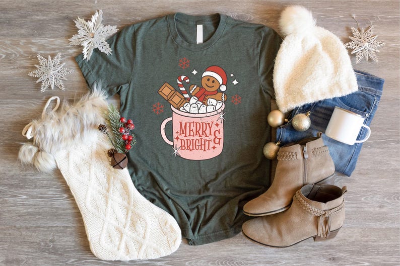 Funny Christmas Gingerbread Shirts, Christmas Coffee Latte Shirt, Christmas Cookies Shirt, Christmas Shirts for Women, Cute Christmas Shirt imagen 7