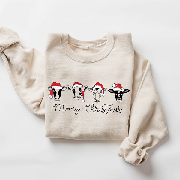 Сute Christmas Cows Sweatshirt, Mooey Christmas Sweater, Funny Christmas Cow Shirt, Christmas Heifer Sweater, Highland Cow Sweatshirt