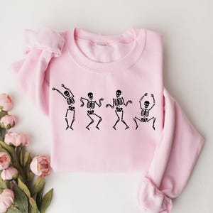 Dancing Skeleton Sweatshirt, Skeleton Halloween Shirt, Womens Halloween Shirt, Halloween Party Shirt, Cute Halloween Gift, Fall Graphic Tee image 6