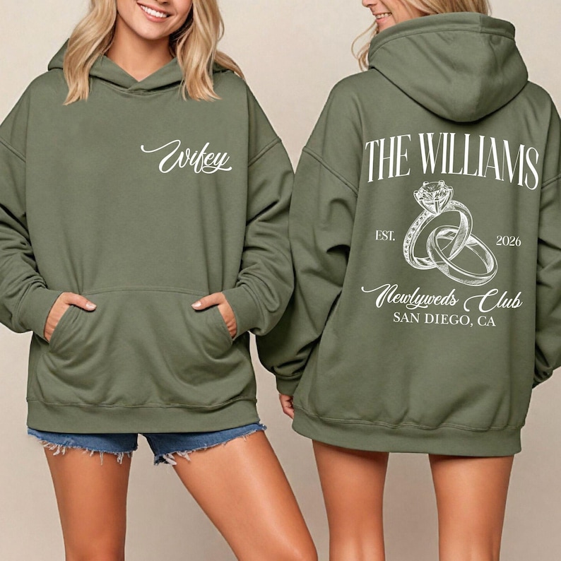 Custom Bride Sweatshirt, Engagement Gift For Bride, Personalize Wifey Hubby Shirt, Bridal Party Shirt, Honeymoon Shirt,New Wife Wedding Gift Bild 3