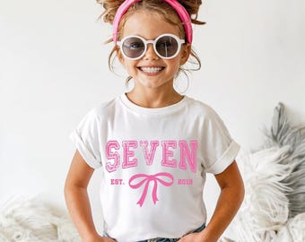 Custom Birth Year Girls Birthday Party Shirt, 7th Birthday Gift