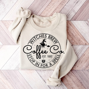 Witches Brew Coffee Co Sweatshirt, Cute Halloween Sweatshirt, Womens Coffee Lover Sweatshirt, Halloween Witches Shirt, Funny Halloween Shirt