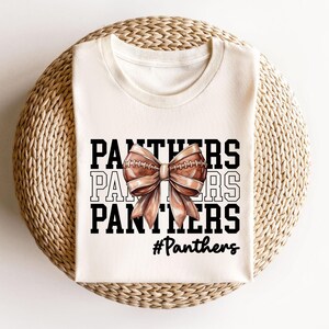Cute Football Mom Shirt, Custom Mascot Bow Shirt, Coquette Bows School Spirit Shirt, Cheer Mascot Tee, Football Team Jersey, Football Season image 2