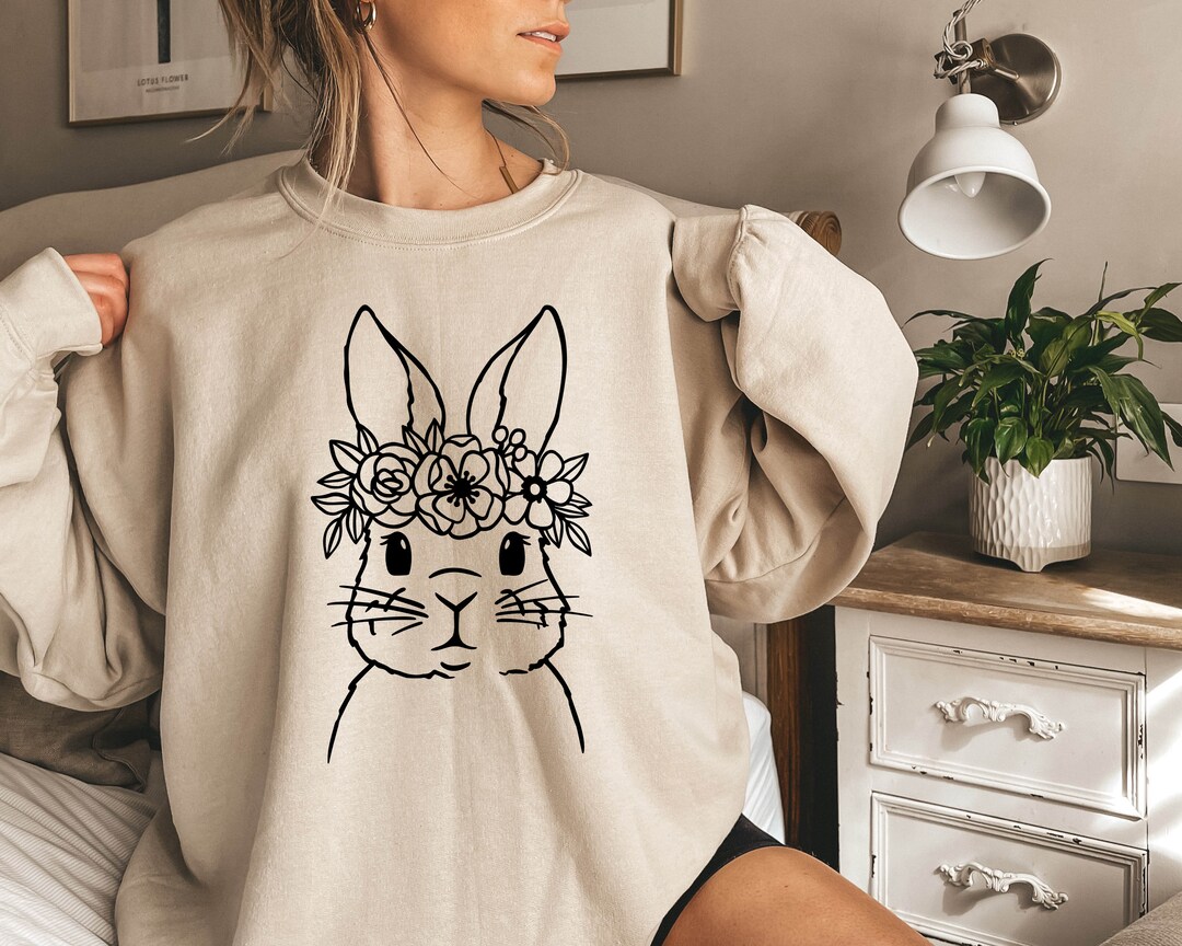 Floral Bunny Sweatshirt, Easter Bunny Sweatshirt, Kid's Easter ...