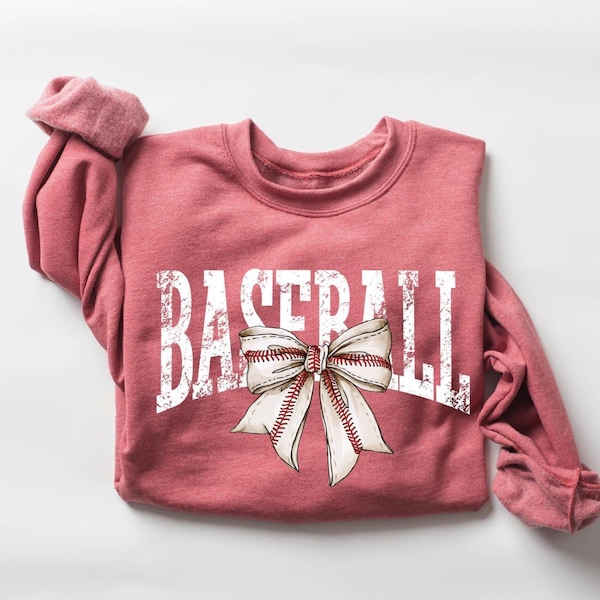 Retro Baseball Bow Sweatshirt, Baseball Season Mom Gift