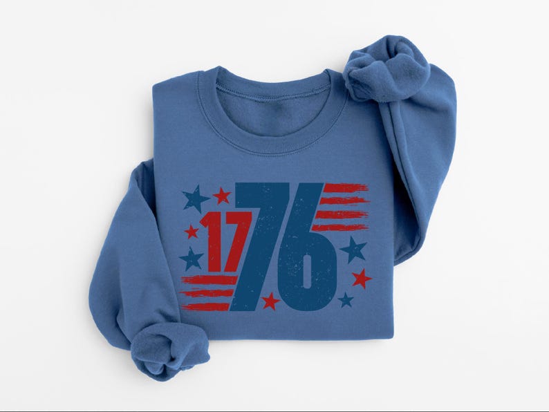 Retro USA Est 1776 Sweatshirt, Womens USA Shirt, America Sweatshirt, 4th of July Sweatshirt, Patriotic Sweatshirt, Red White and Blue afbeelding 6