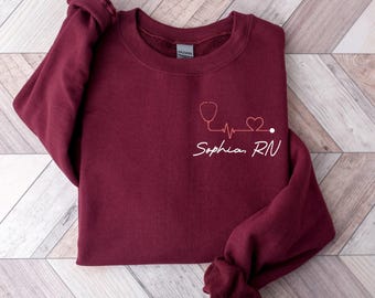 Personalize Registered Nurse Sweatshirt, RN Shirt, Heart RN Tshirt, Nursing Shirt, Nursing School Tee, Nurse Week Shirt, Nurse Student Shirt