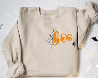 Cute Boo Spooky Sweatshirt, Womens Ghost Sweatshirt, Spooky Season, Halloween Vibes Shirt, Halloween Party Shirt, Fall Graphic Shirt