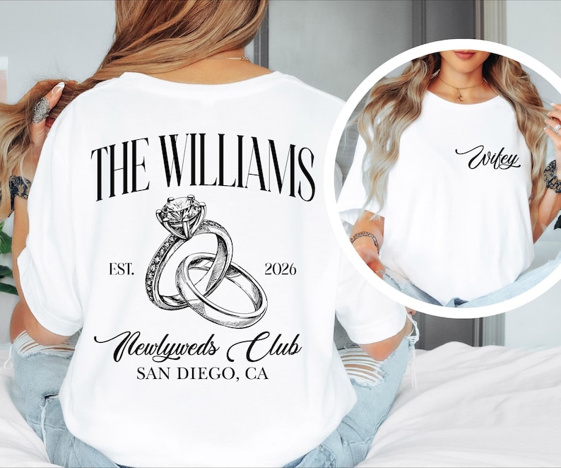 Custom Bride Sweatshirt, Engagement Gift For Bride, Personalize Wifey Hubby Shirt, Bridal Party Shirt, Honeymoon Shirt,New Wife Wedding Gift Bild 9