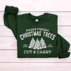 Farm Fresh Christmas Trees Shirt, Pine Spruce Fir, Cute Merry Christmas Tree Sweatshirt, Merry And Bright Sweatshirt, Womens Christmas Shirt imagen 5