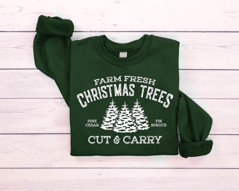Farm Fresh Christmas Trees Shirt, Pine Spruce Fir, Cute Merry Christmas Tree Sweatshirt, Merry And Bright Sweatshirt, Womens Christmas Shirt imagen 5