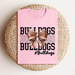 Cute Football Mom Shirt, Custom Mascot Bow Shirt, Coquette Bows School Spirit Shirt, Cheer Mascot Tee, Football Team Jersey, Football Season image 4