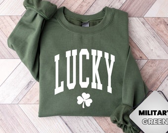 Womens Lucky Sweatshirt, St Patricks Day Hoodie, St Patty Day Sweatshirt, Saint Paddy Hoodie, Shamrock Lucky Shirt, Irish Sweatshirt