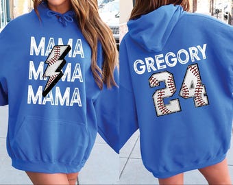 Custom Baseball Mama With Kids Name & Number Sweatshirt, Baseball Mom Shirt, Baseball Mama Shirt, Gift for Baseball Mom, Mothers Day Gift