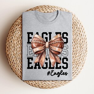Cute Football Mom Shirt, Custom Mascot Bow Shirt, Coquette Bows School Spirit Shirt, Cheer Mascot Tee, Football Team Jersey, Football Season image 5
