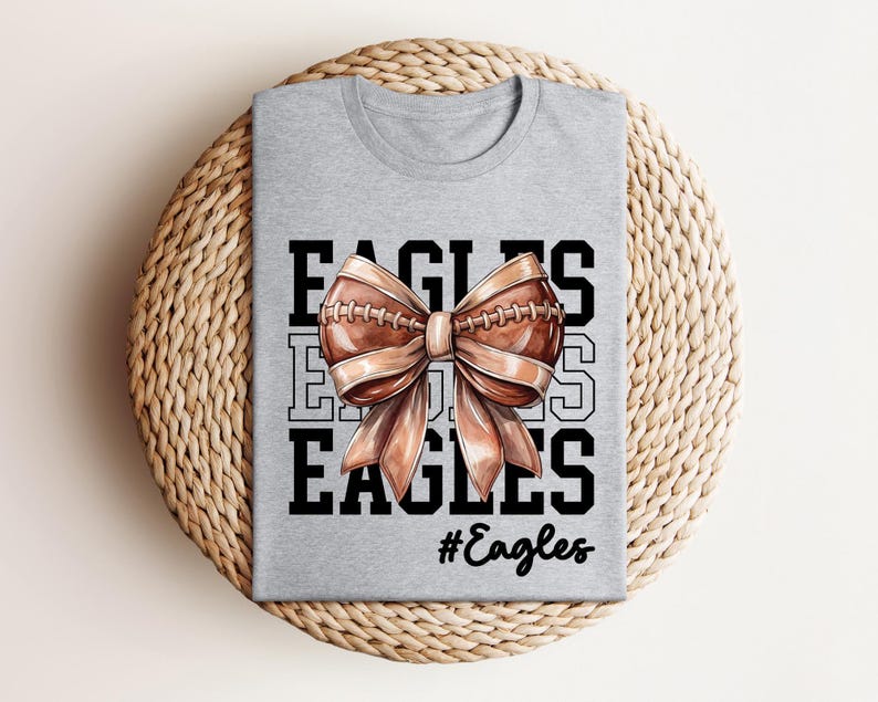 Cute Football Mom Shirt, Custom Mascot Bow Shirt, Coquette Bows School Spirit Shirt, Cheer Mascot Tee, Football Team Jersey, Football Season image 5