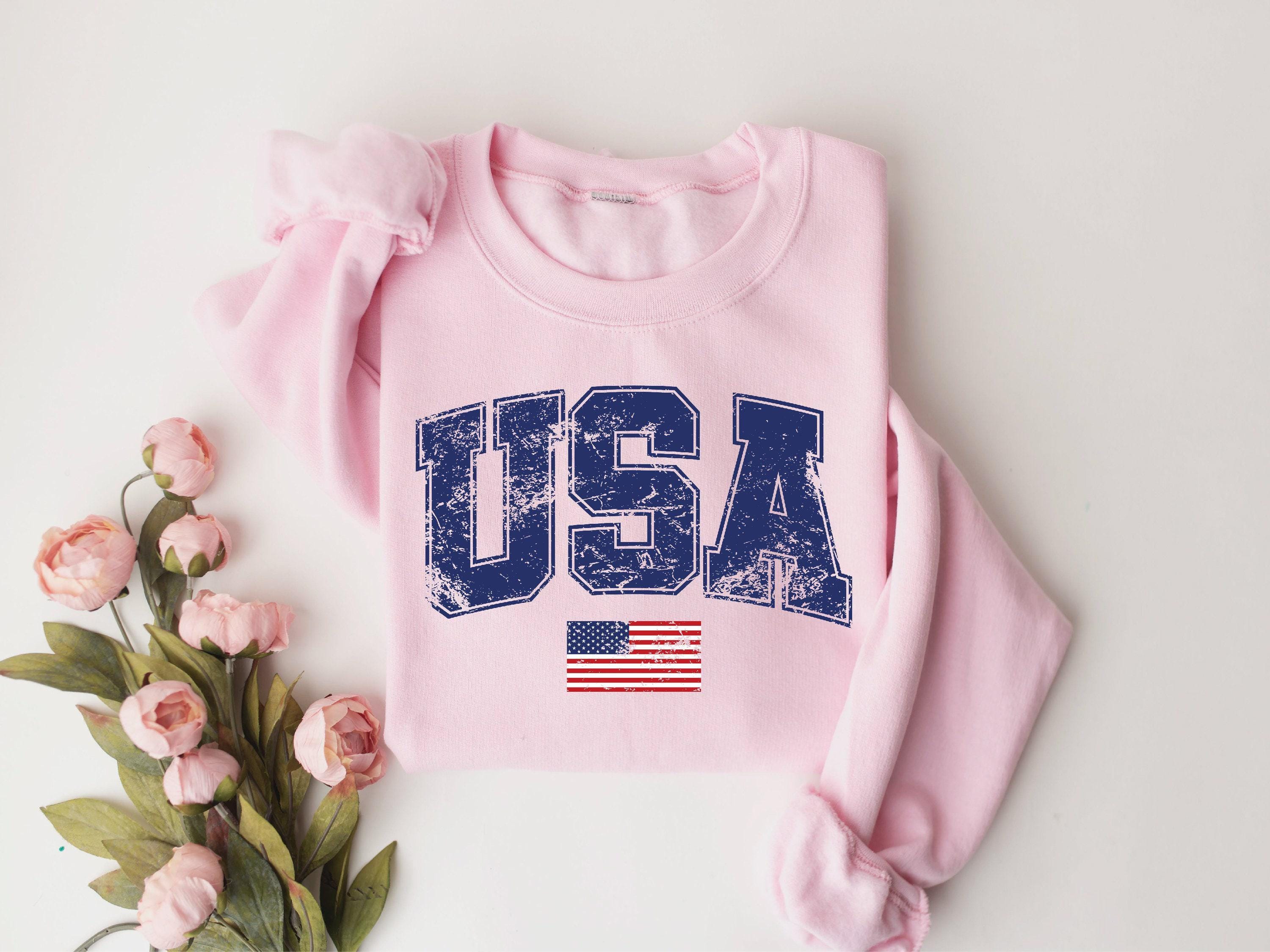 Retro USA Sweatshirt, Womens USA Crewneck Sweatshirt, USA