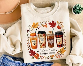 Fall Coffee Pumpkin Spice Latte Sweatshirt, Autumn Coffee Lover Gift, Sweater Season, Cozy Vibes Tee