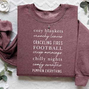 Cozy Blankets Crunchy Leaves Sweatshirt, Fall Lists Shirt, Cozy Fall Sweatshirt, Womens Halloween Sweater, Thanksgiving Gifts, Autumn Shirt