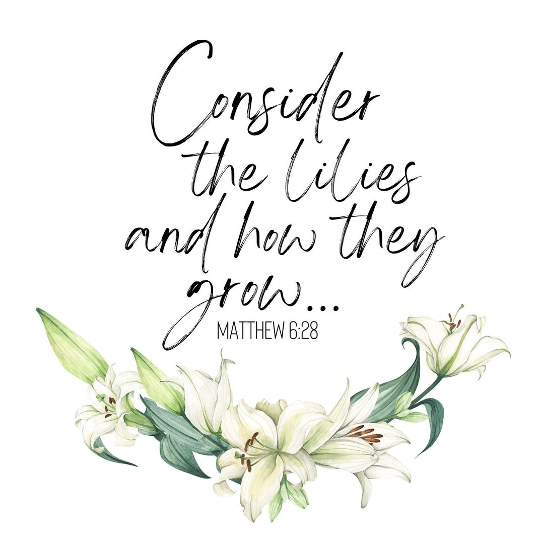 Matthew 6:28 Consider the Lilies Printable - Etsy