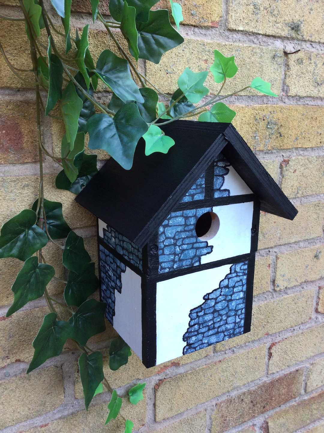 Hand Painted Wooden Nesting Box Bird Box Brick Cottage Style Etsy