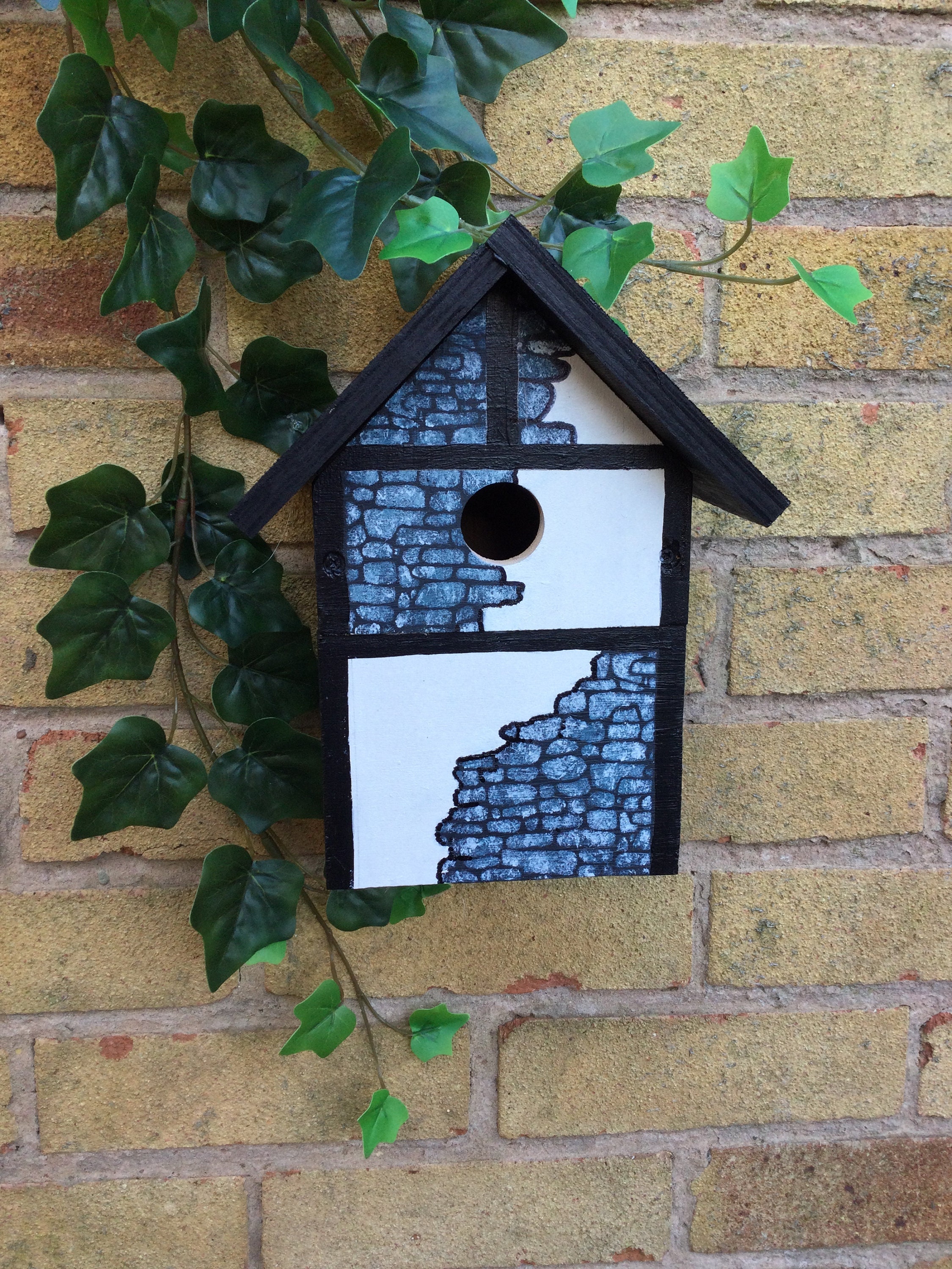 Hand Painted Wooden Nesting Box Bird Box Brick Cottage Style Etsy
