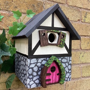 Nido Artificiale Per Uccelli - Legno 21,5x12x15,2cm Rosso E Verde - Foto 10