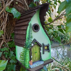 Fairy House Styled Bird House, Nesting Box, Hand Painted Gifts for Garden  Lovers, Green Bird Box, Birthday Gifts, Outdoor Garden Decoration 