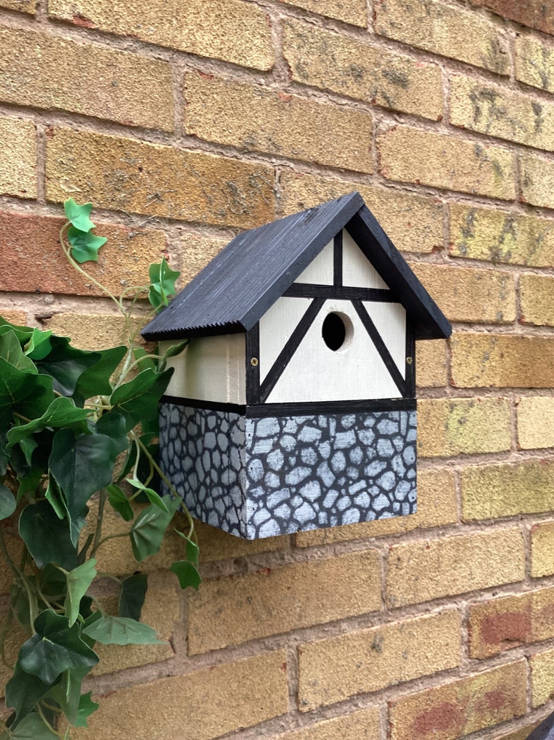 Hand Painted Cottage Style Bird House. Wooden Bird Box Garden - Etsy