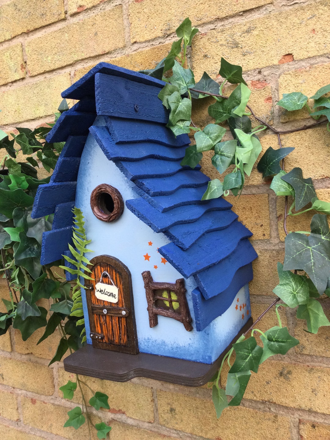 Stunning Handpainted Nesting Box in a Fairy House Design With a Door