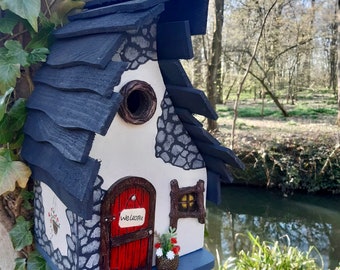 Whimsical Birdhouse – Fairy Garden Cottage – Rustic Outdoor Bird Box