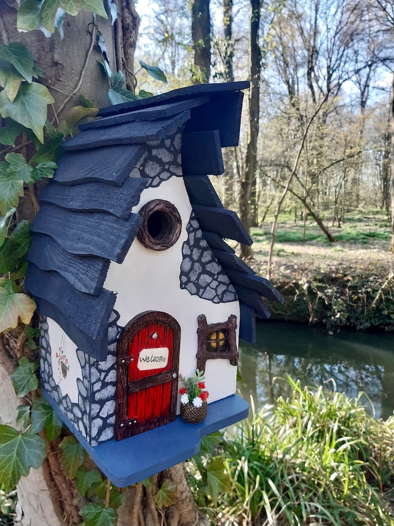 Wooden Bird House for Small Garden Birds Gifts for Mum Etsy