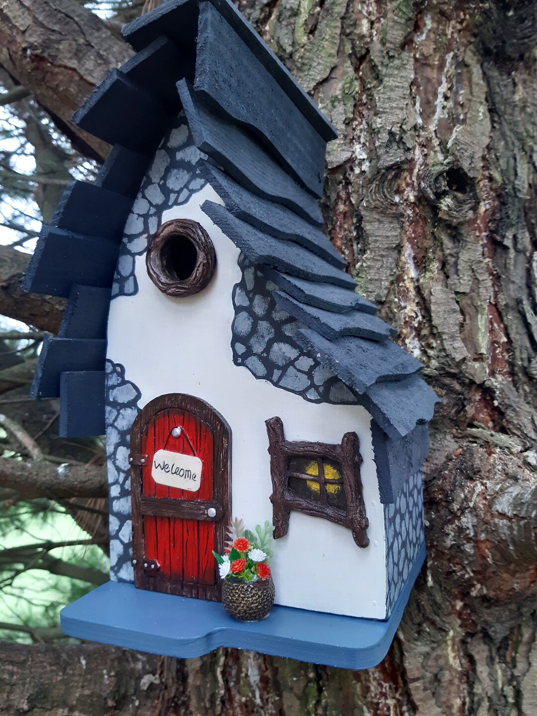 Wooden Bird House for Small Garden Birds Gifts for Mum Etsy UK