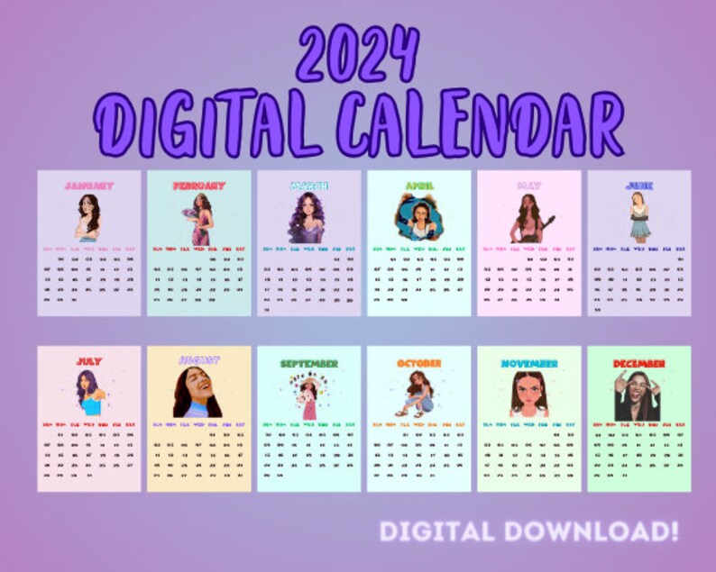 2024 Digital Calendar Digital Calendar Printable Calendar Olivia