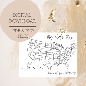 Sales Map Tracker | Minimalistic sales map | Business Sales Map | US USA Sales Map | My Sales Map | Sales Tracker | Goal Map | Etsy Sale Map
