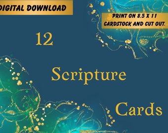12 Bible Verse Cards, Inspirational Cards, Scripture Cards, Encouragement and Motivation, Prayer Cards