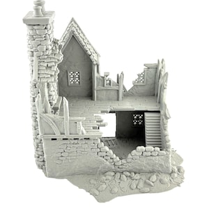 Briarwood Ruined House 6 | Micro Dominions, 28mm, tabletop gaming accessory, 3d printed, Darkrealms Forge, TTRPG