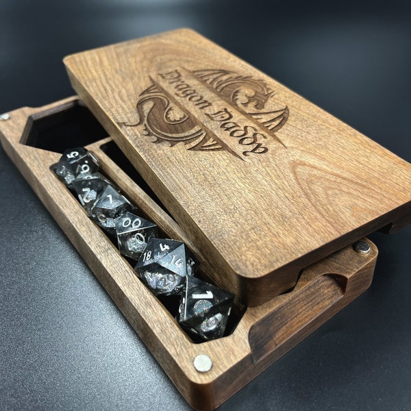 Custom D&D Dice Box | Personalized | USA Made| RPG Dice Tray | Miniature Storage | Dice Box | Dice Storage | Tablet/Phone Stand