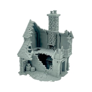 Briarwood Ruined House 5 | Micro Dominions, 28mm, tabletop gaming accessory, 3d printed, Darkrealms Forge, TTRPG