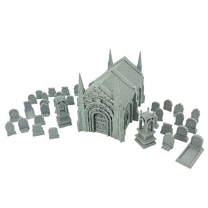 Mausoleum Graveyard Set | Micro Dominions, 28mm, tabletop gaming accessory, 3d printed, TTRPG