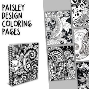 Paisley Design Coloring Pages Printable Bundle | 20 Intricate Adult Coloring Sheets, Stress Relief Art, Mandala Paisley Pattern PDF