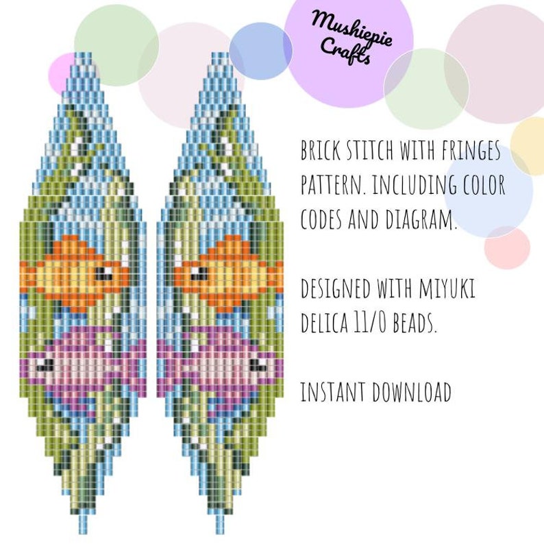 Beaded Earrings Pattern Pdf - Brick Stitch Earrings - Fringe Earrings ...