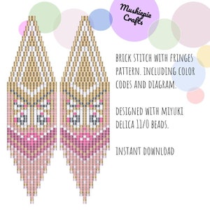 Beaded earrings pattern pdf - brick stitch earrings - fringe earrings - butterfly garden earrings