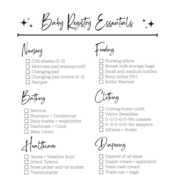Baby Registry Essentials Checklist