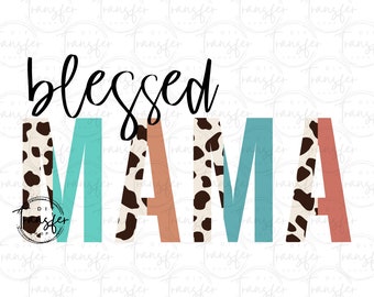 Blessed Mama Cow Rustic Ready to Press Sublimation Transfer Tshirt ...