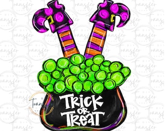 Trick or Treat Witch Feet | Halloween Transfer | Sublimation Transfer | Ready to Press